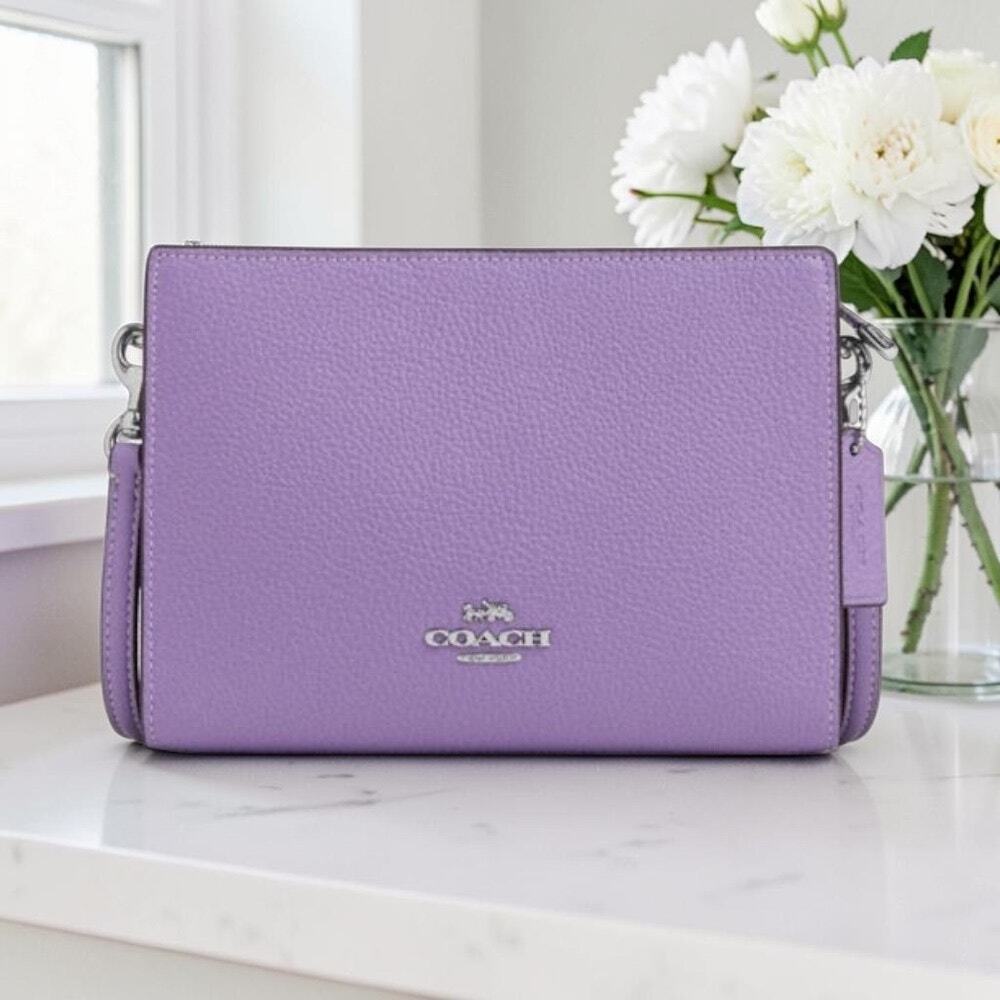 Coach Slim Crossbody Bag Purse in Iris Purple Leather CAT21